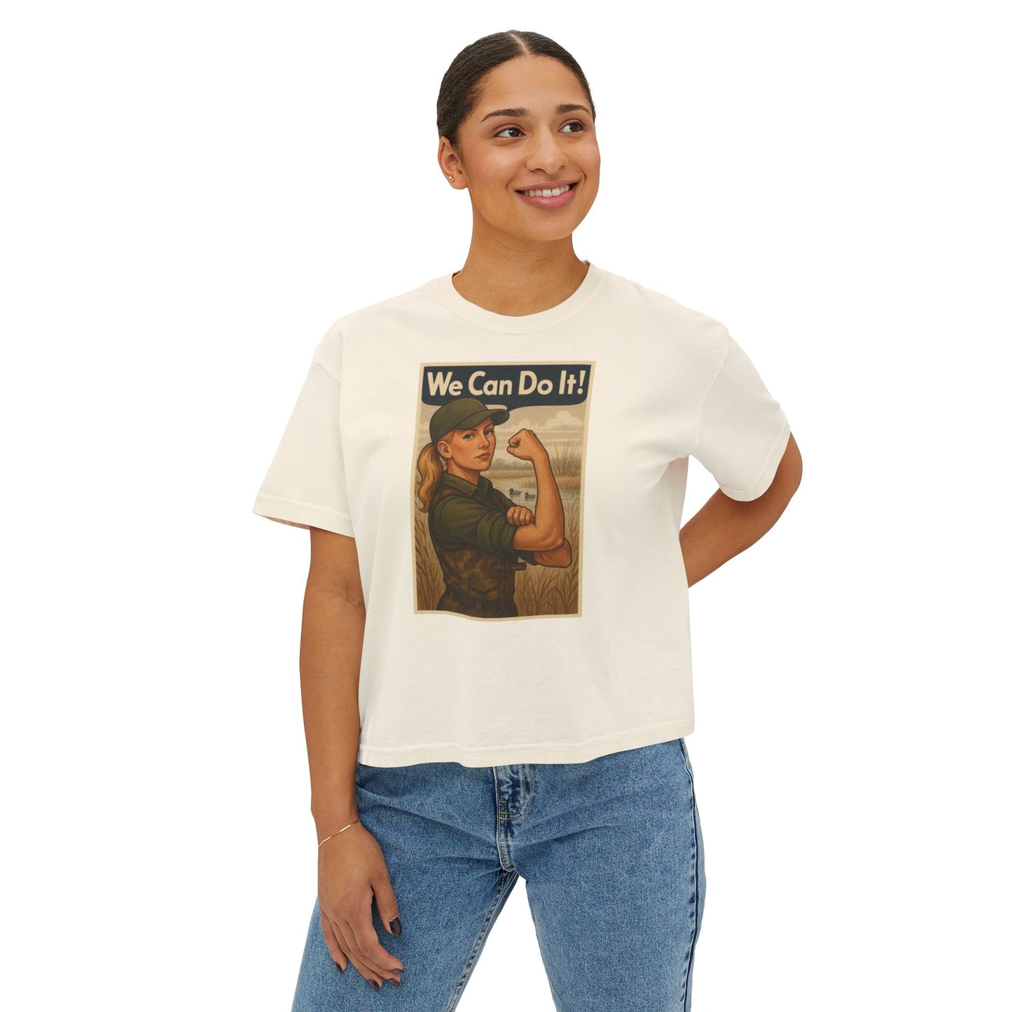 Vintage Inspired Women's Boxy Riveter Tee - 'We Can Do It!'