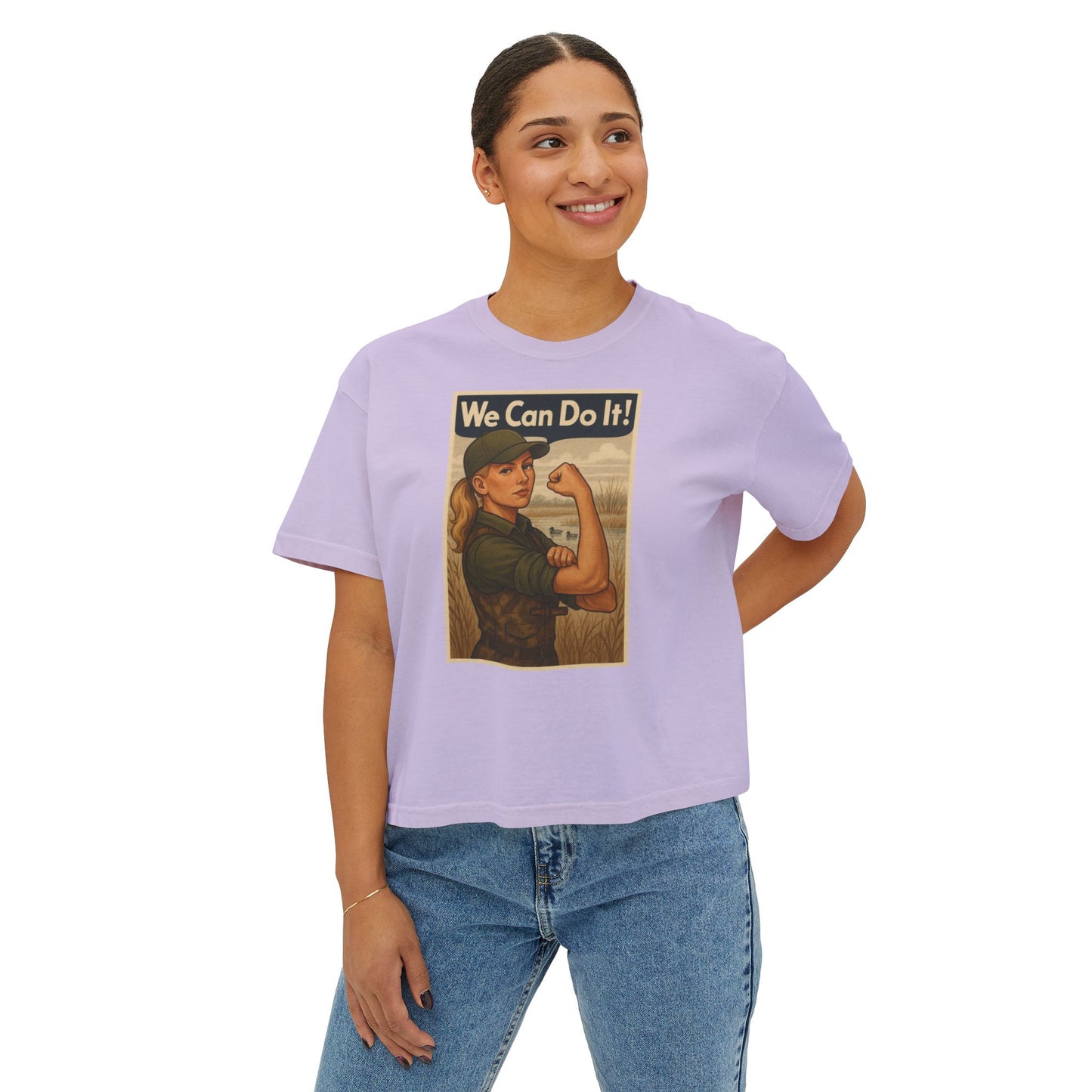 Vintage Inspired Women's Boxy Riveter Tee - 'We Can Do It!'