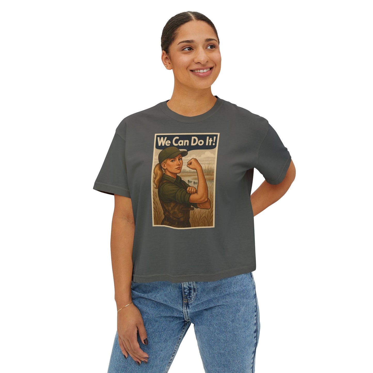 Vintage Inspired Women's Boxy Riveter Tee - 'We Can Do It!'