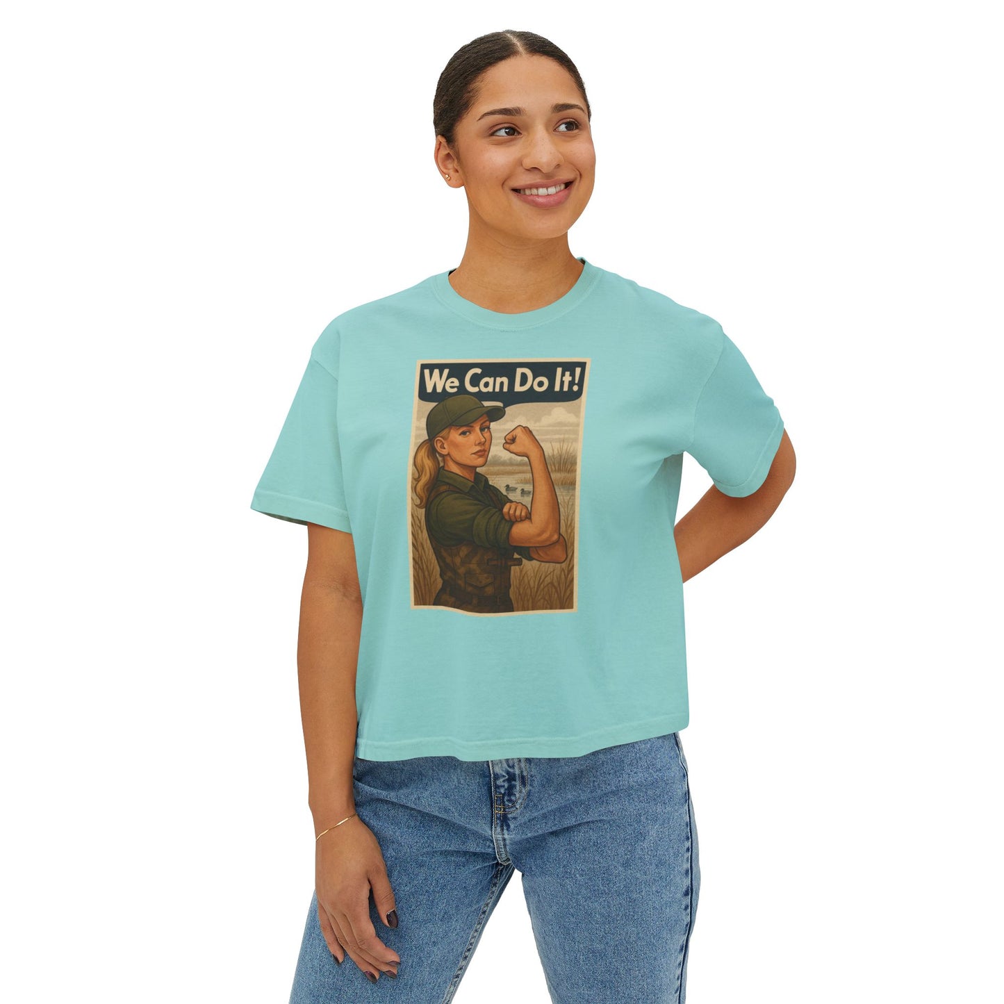 Vintage Inspired Women's Boxy Riveter Tee - 'We Can Do It!'