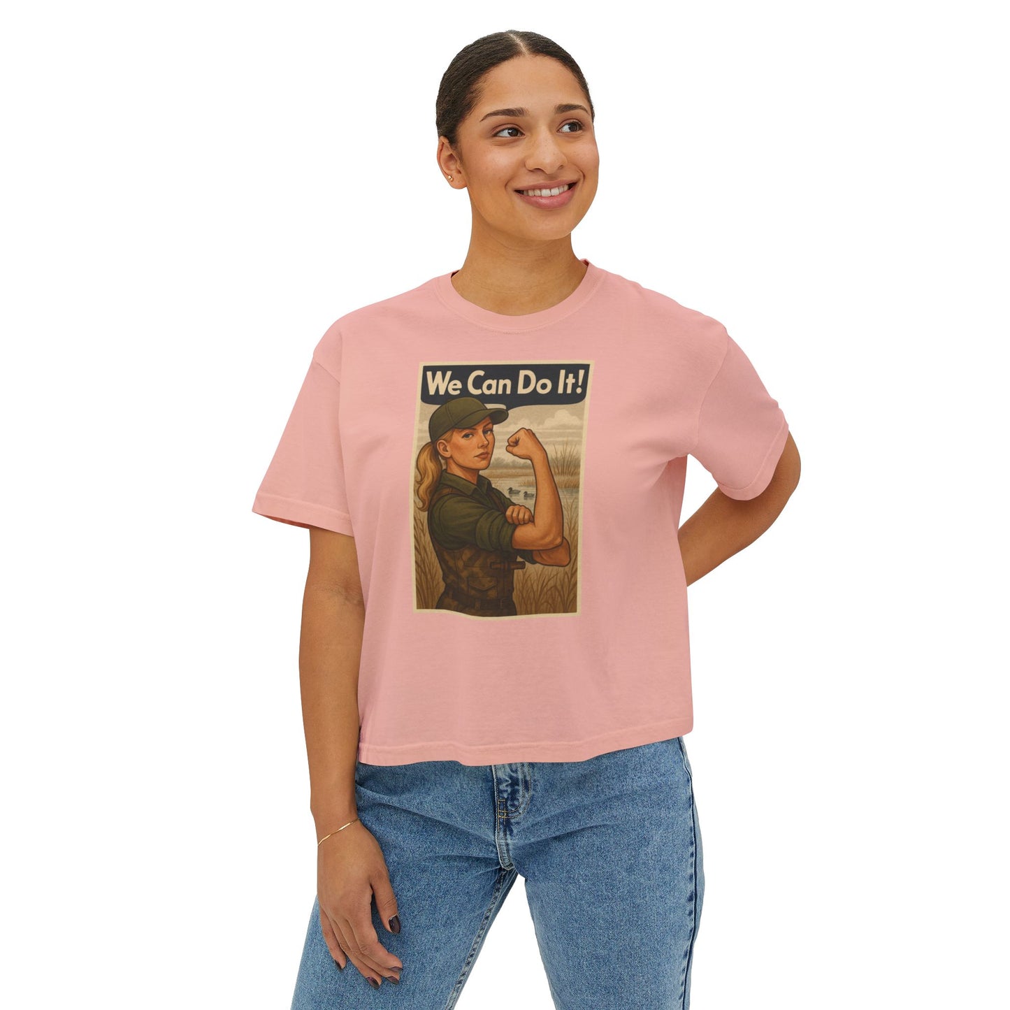Vintage Inspired Women's Boxy Riveter Tee - 'We Can Do It!'